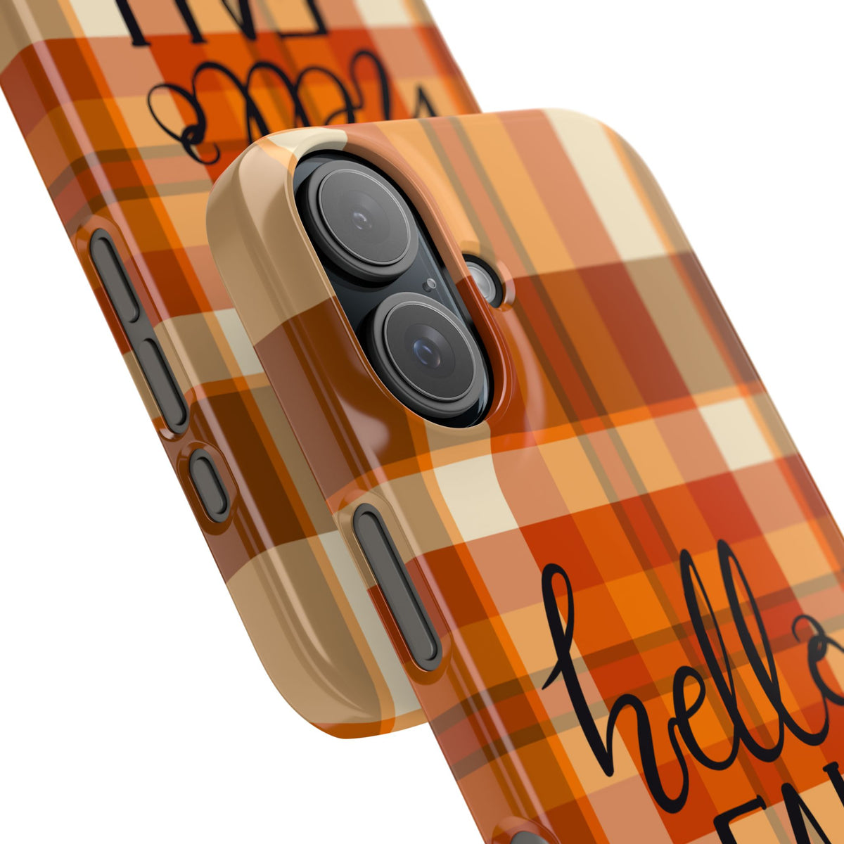 Hello Fall Phone Case, Autumn Plaid iPhone Case, Cute Fall Season Case, Cozy Fall Aesthetic Gift