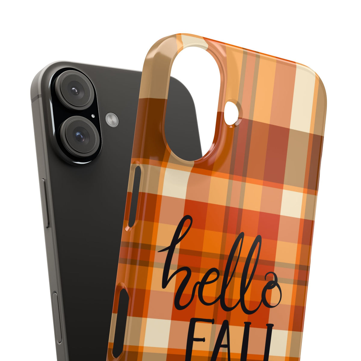 Hello Fall Phone Case, Autumn Plaid iPhone Case, Cute Fall Season Case, Cozy Fall Aesthetic Gift