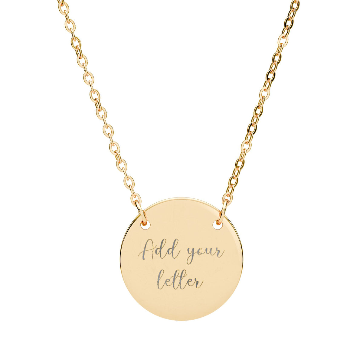 Engraved Initial Circle Necklace – Personalized Monogram Pendant (Silver or Rose Gold)