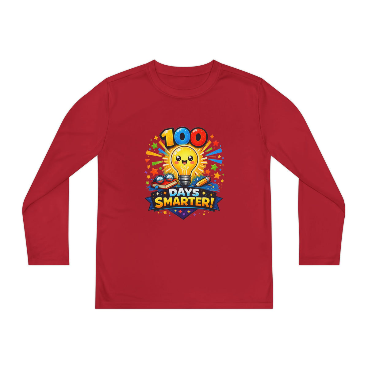 100 Days Smarter Lightbulb Design Youth Long Sleeve