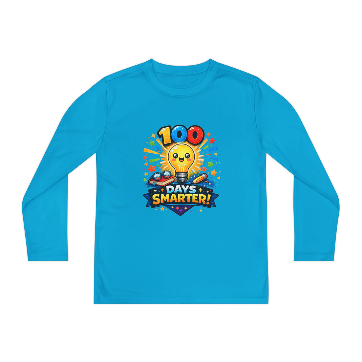 100 Days Smarter Lightbulb Design Youth Long Sleeve