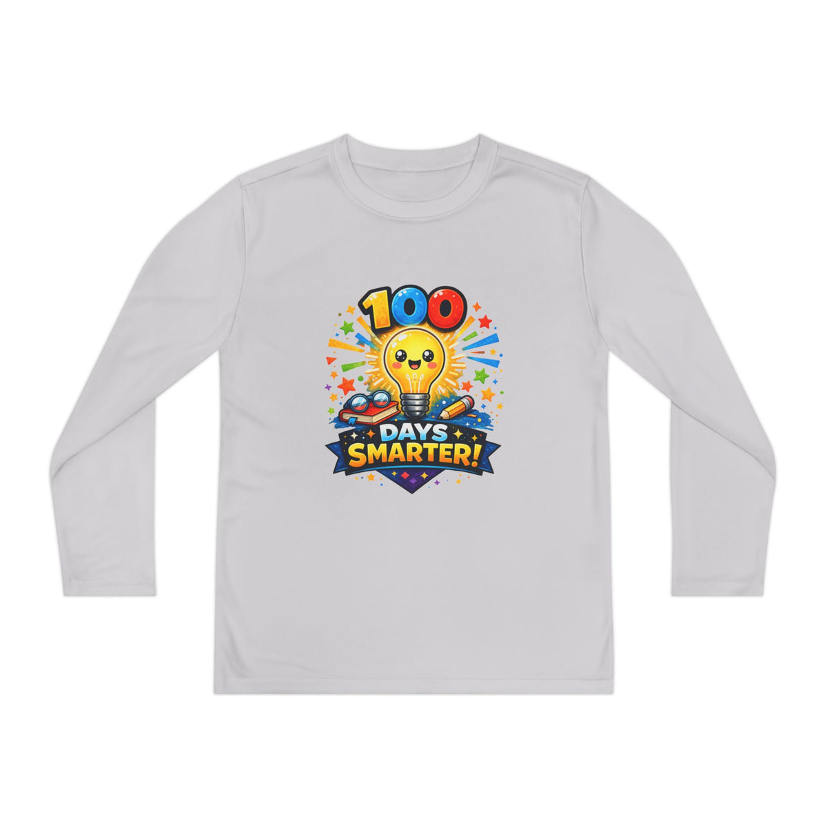 100 Days Smarter Lightbulb Design Youth Long Sleeve