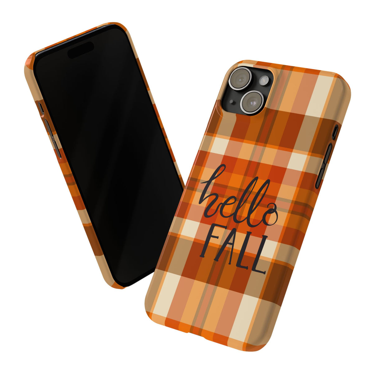Hello Fall Phone Case, Autumn Plaid iPhone Case, Cute Fall Season Case, Cozy Fall Aesthetic Gift