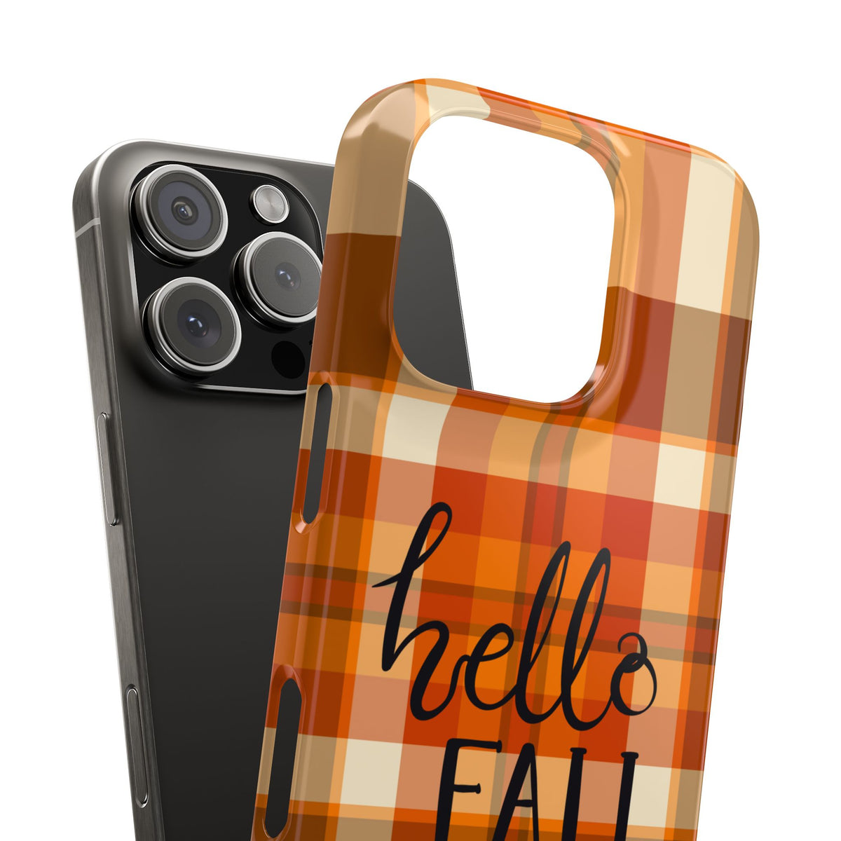 Hello Fall Phone Case, Autumn Plaid iPhone Case, Cute Fall Season Case, Cozy Fall Aesthetic Gift