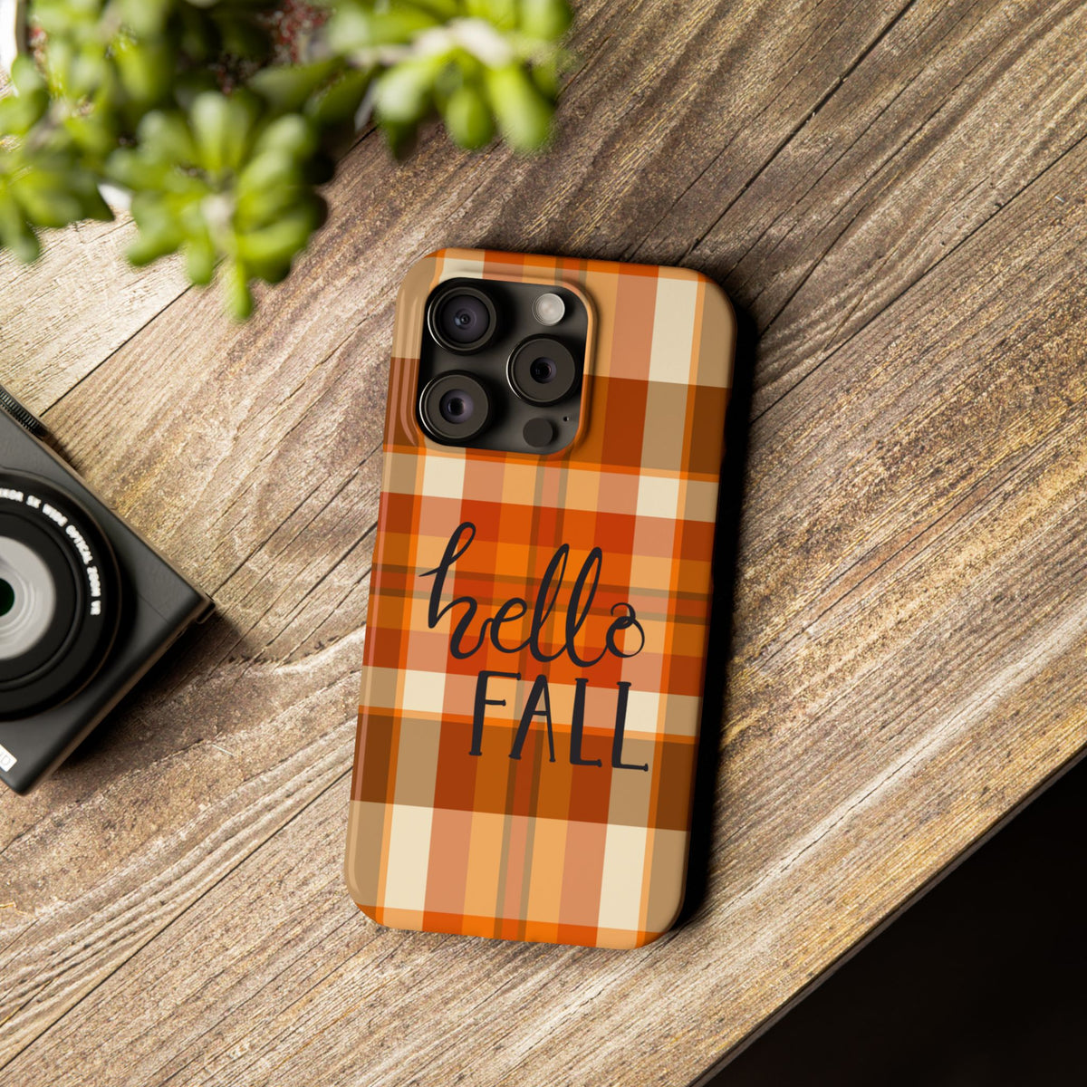 Hello Fall Phone Case, Autumn Plaid iPhone Case, Cute Fall Season Case, Cozy Fall Aesthetic Gift