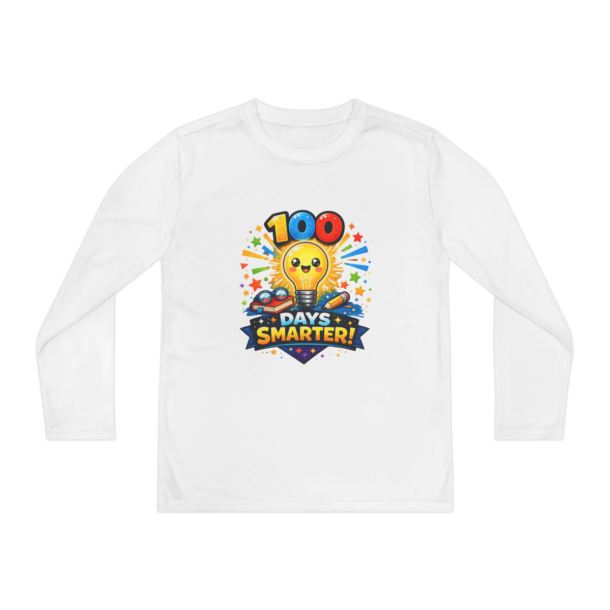100 Days Smarter Lightbulb Design Youth Long Sleeve