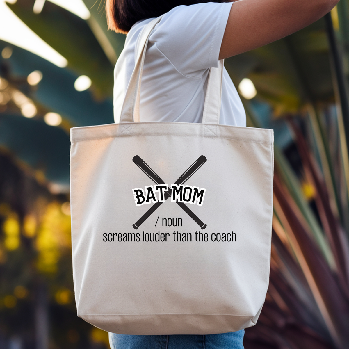 Bat Mom Tote Bag, Baseball Mom Tote Bag, Funny Baseball Tote Bag