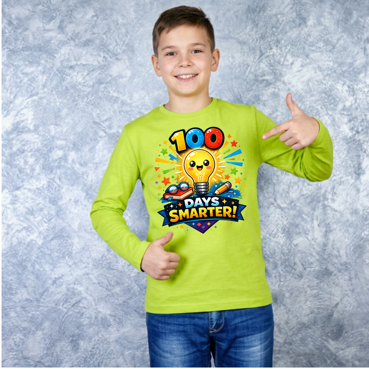 100 Days Smarter Lightbulb Design Youth Long Sleeve