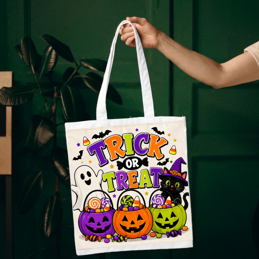 Trick or Treat Tote Bag, Halloween Candy Bag, Kids Trick or Treat Bag, Halloween Tote