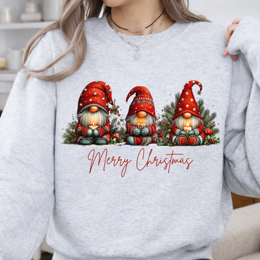 Christmas Gnomes Sweatshirt | Merry Christmas three gnomes holiday design