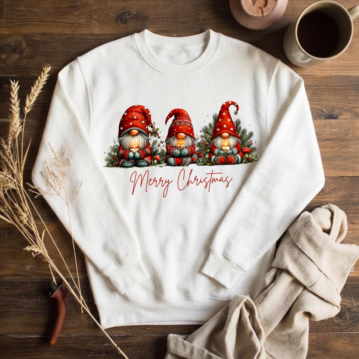 Christmas Gnomes Sweatshirt | Merry Christmas three gnomes holiday design