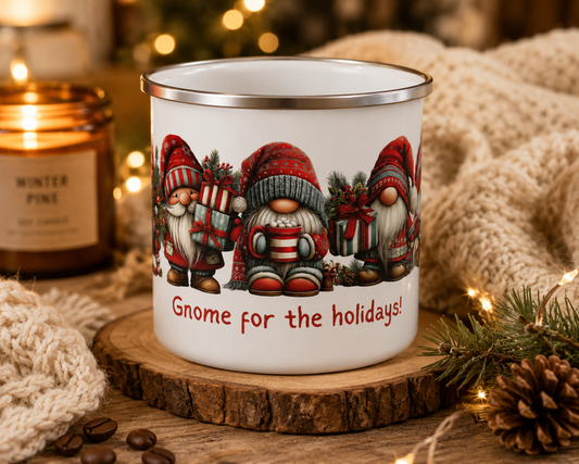 Gnome for the Holidays Enamel Mug | Christmas Gnomes, Holiday Camping Cup