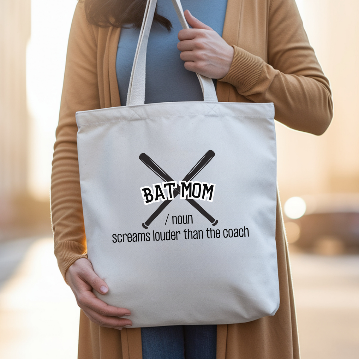 Bat Mom Tote Bag, Baseball Mom Tote Bag, Funny Baseball Tote Bag