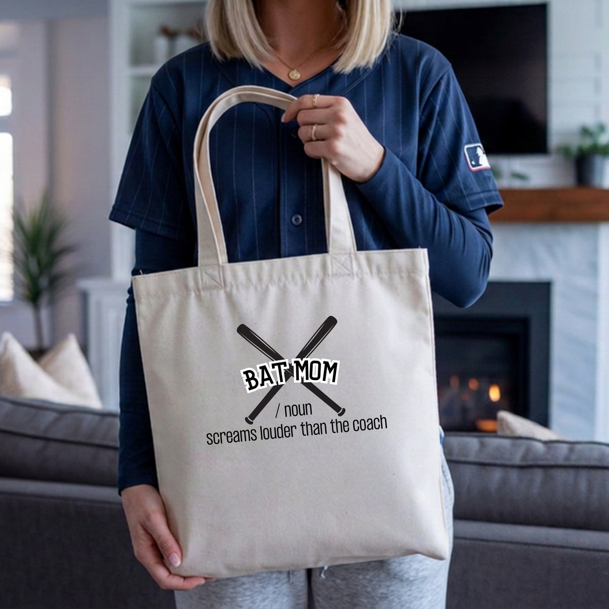 Bat Mom Tote Bag, Baseball Mom Tote Bag, Funny Baseball Tote Bag