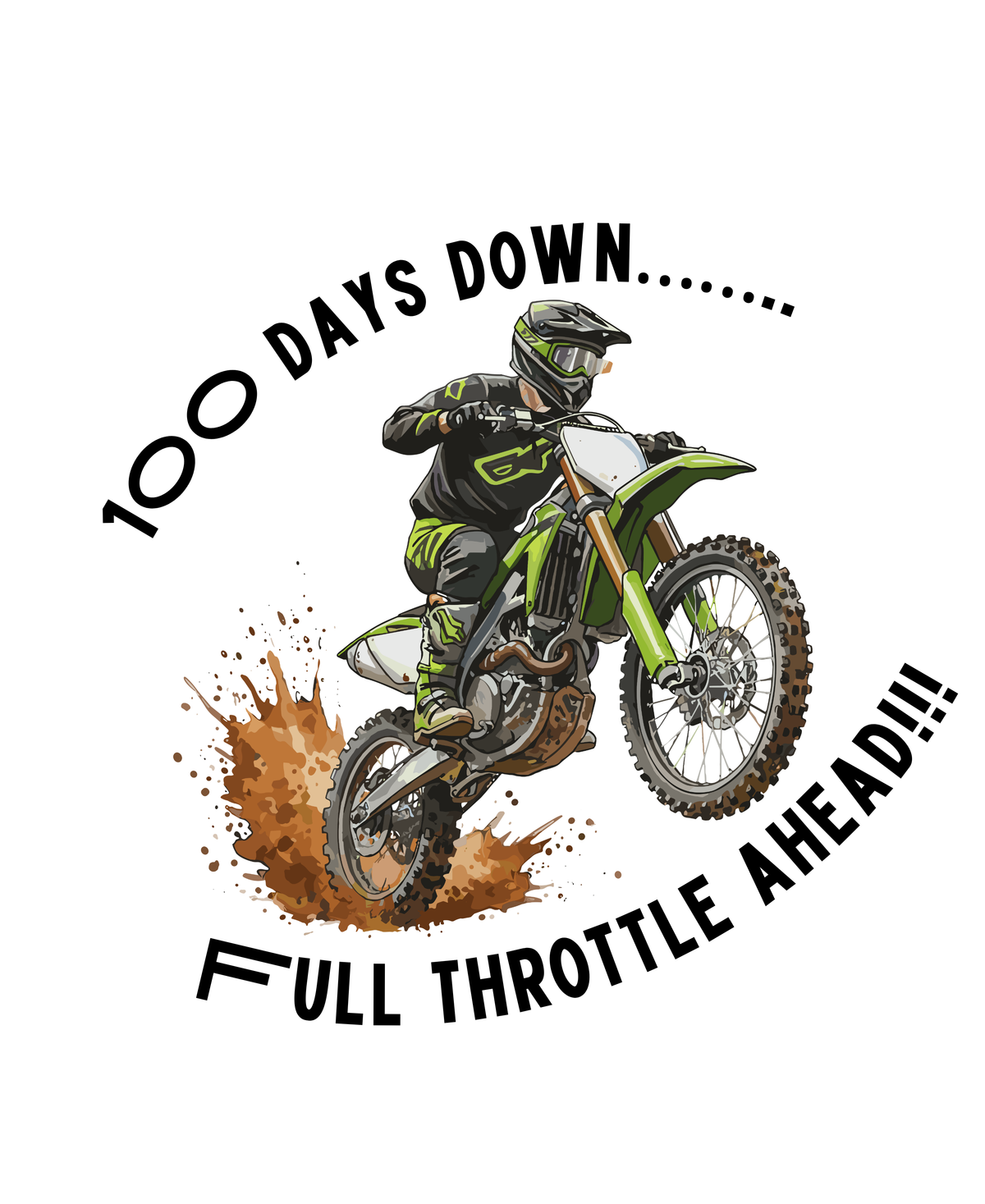 100 Days of School Dirt Bike Shirt, 100 Days Down Full Throttle Ahead, Boys 100th Day Shirt, Kids Motocross Long Sleeve Tee