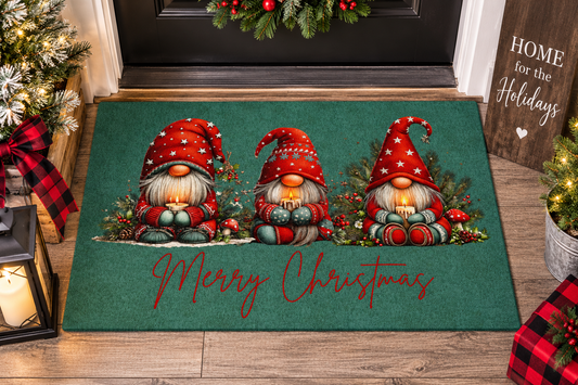 Christmas Gnome Rug, Merry Christmas Doormat, Holiday Entryway Rug, Christmas Kitchen Mat, Gnome Christmas Decor
