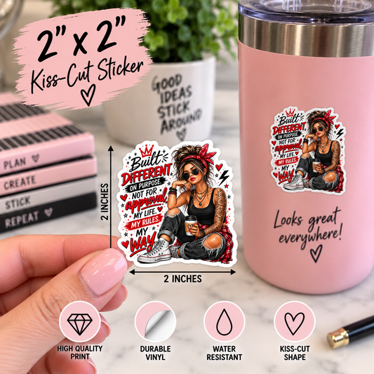 Built Different Sticker, My Life My Rules Kiss Cut Sticker, Built Different Kiss Cut Sticker