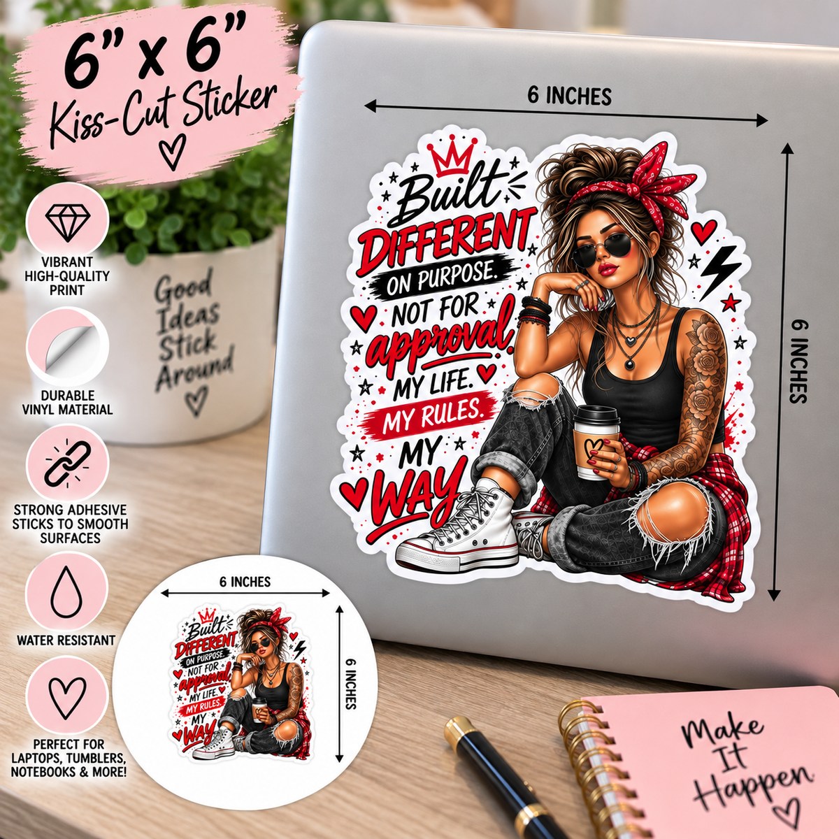 Built Different Sticker, My Life My Rules Kiss Cut Sticker, Built Different Kiss Cut Sticker