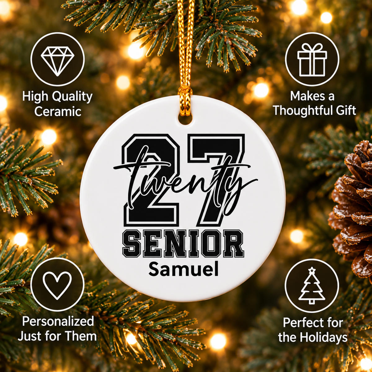 Personalized 'Class of 2027' Senior Ceramic Ornament  Graduation Keepsake Ornament for 2027 Graduate