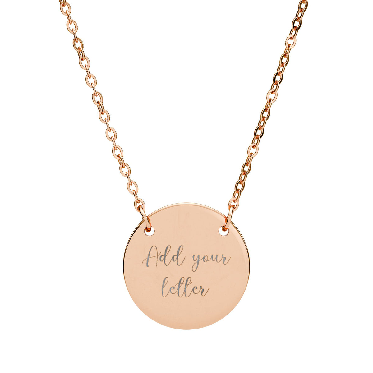 Engraved Initial Circle Necklace – Personalized Monogram Pendant (Silver or Rose Gold)