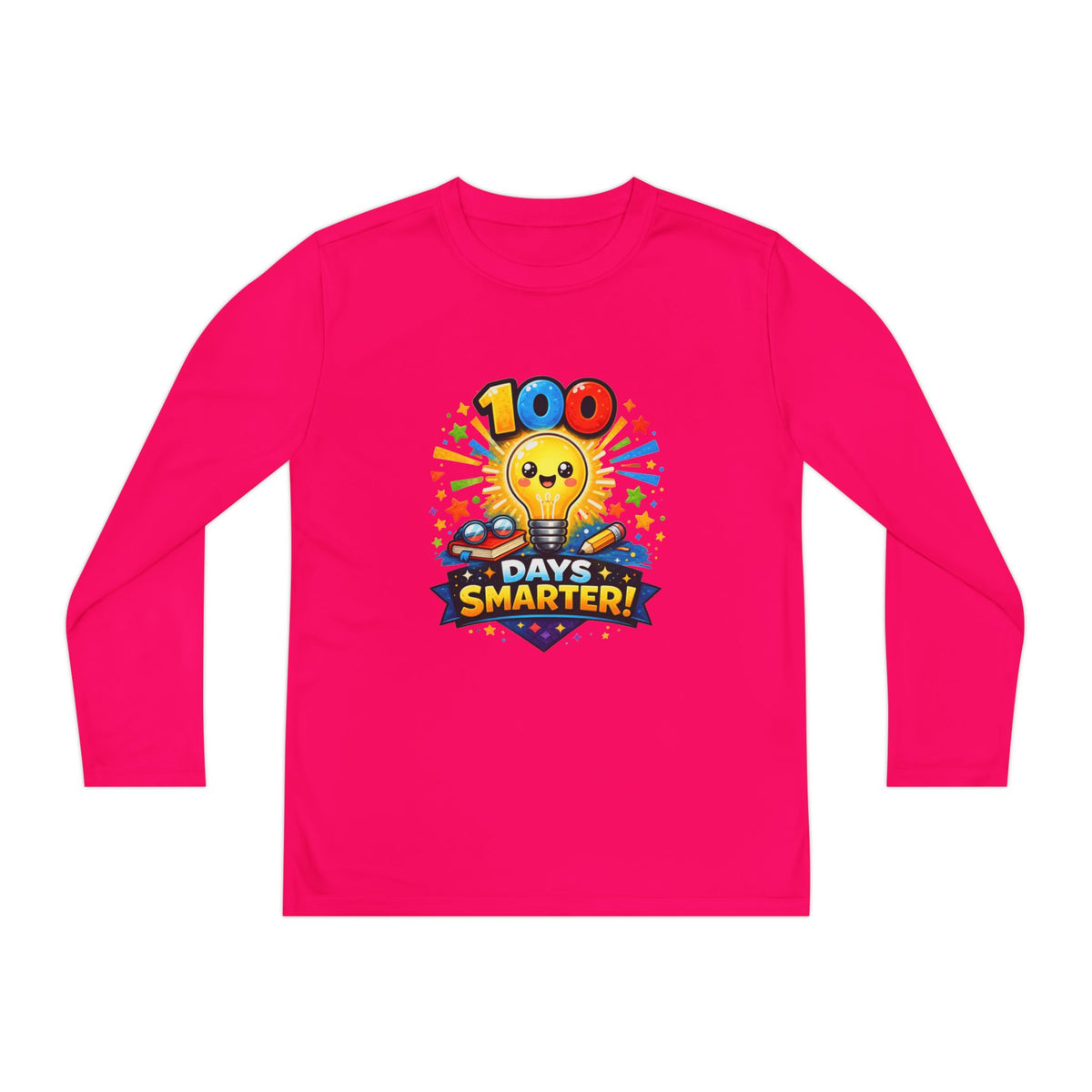 100 Days Smarter Lightbulb Design Youth Long Sleeve