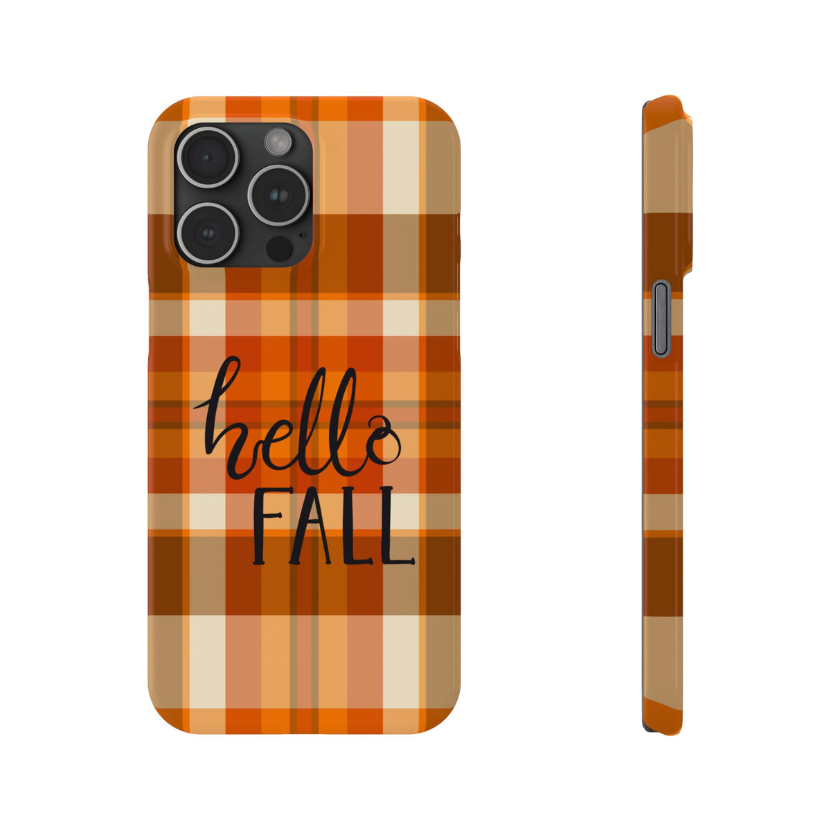 Hello Fall Phone Case, Autumn Plaid iPhone Case, Cute Fall Season Case, Cozy Fall Aesthetic Gift
