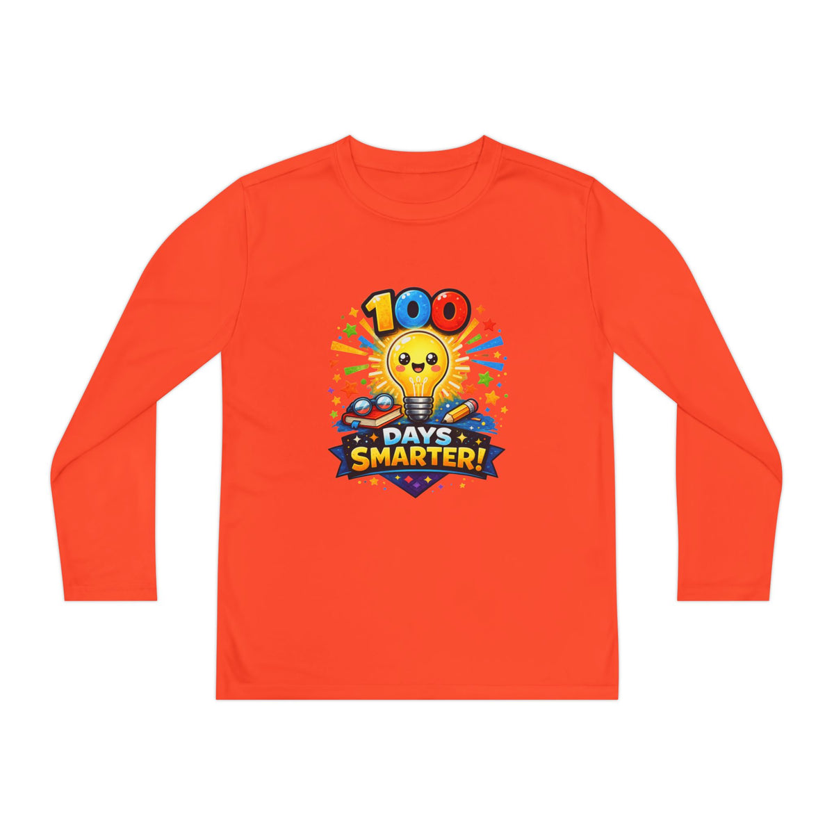 100 Days Smarter Lightbulb Design Youth Long Sleeve
