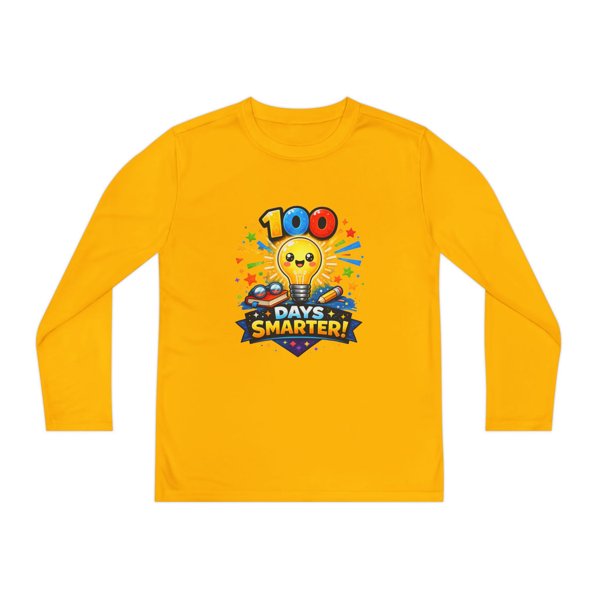 100 Days Smarter Lightbulb Design Youth Long Sleeve