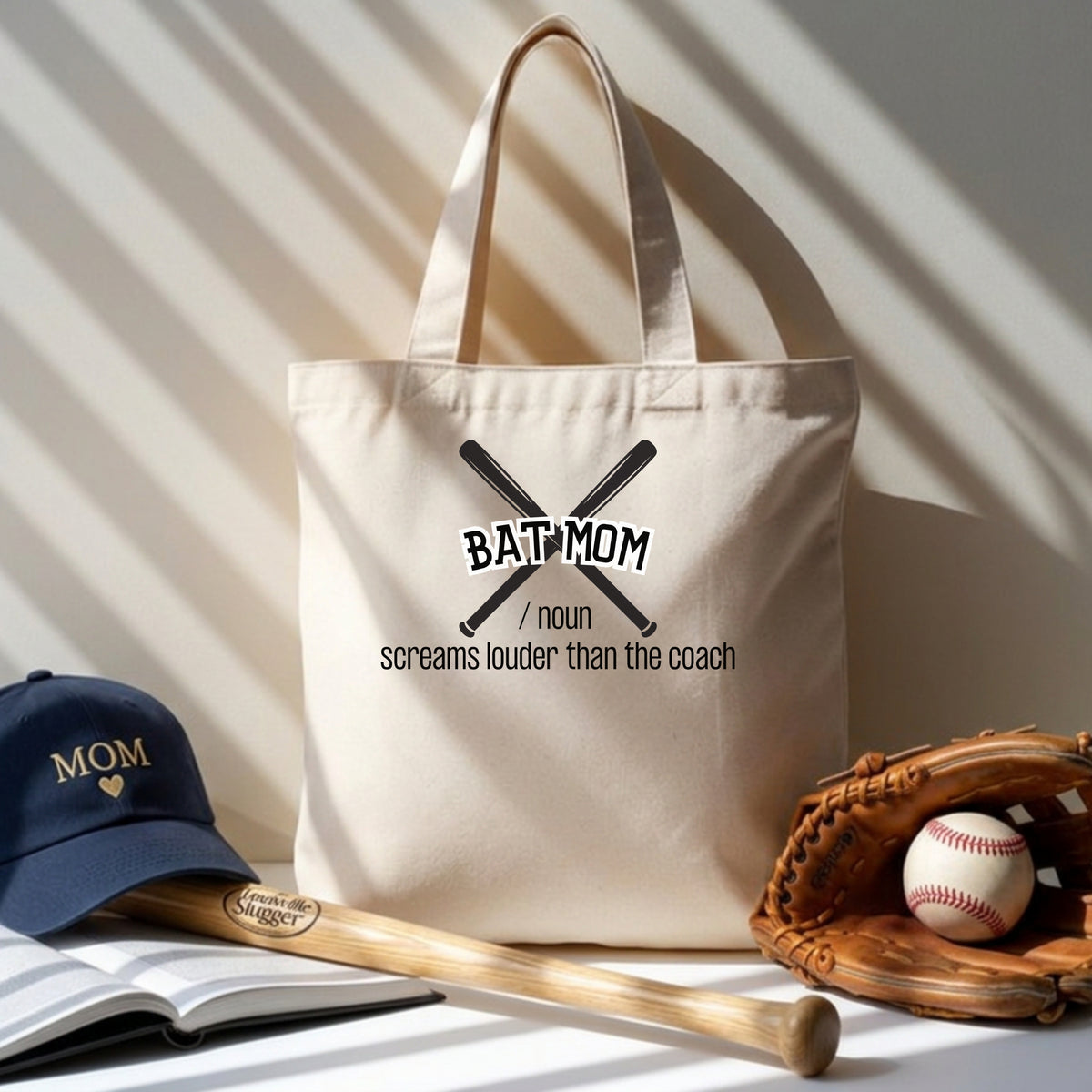 Bat Mom Tote Bag, Baseball Mom Tote Bag, Funny Baseball Tote Bag