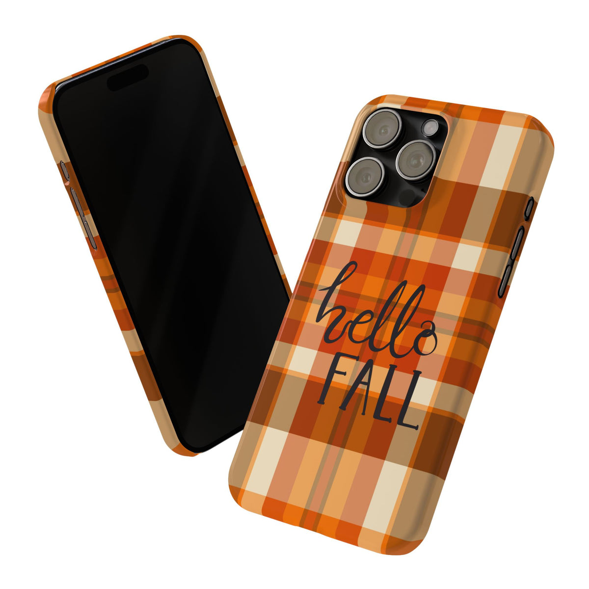 Hello Fall Phone Case, Autumn Plaid iPhone Case, Cute Fall Season Case, Cozy Fall Aesthetic Gift