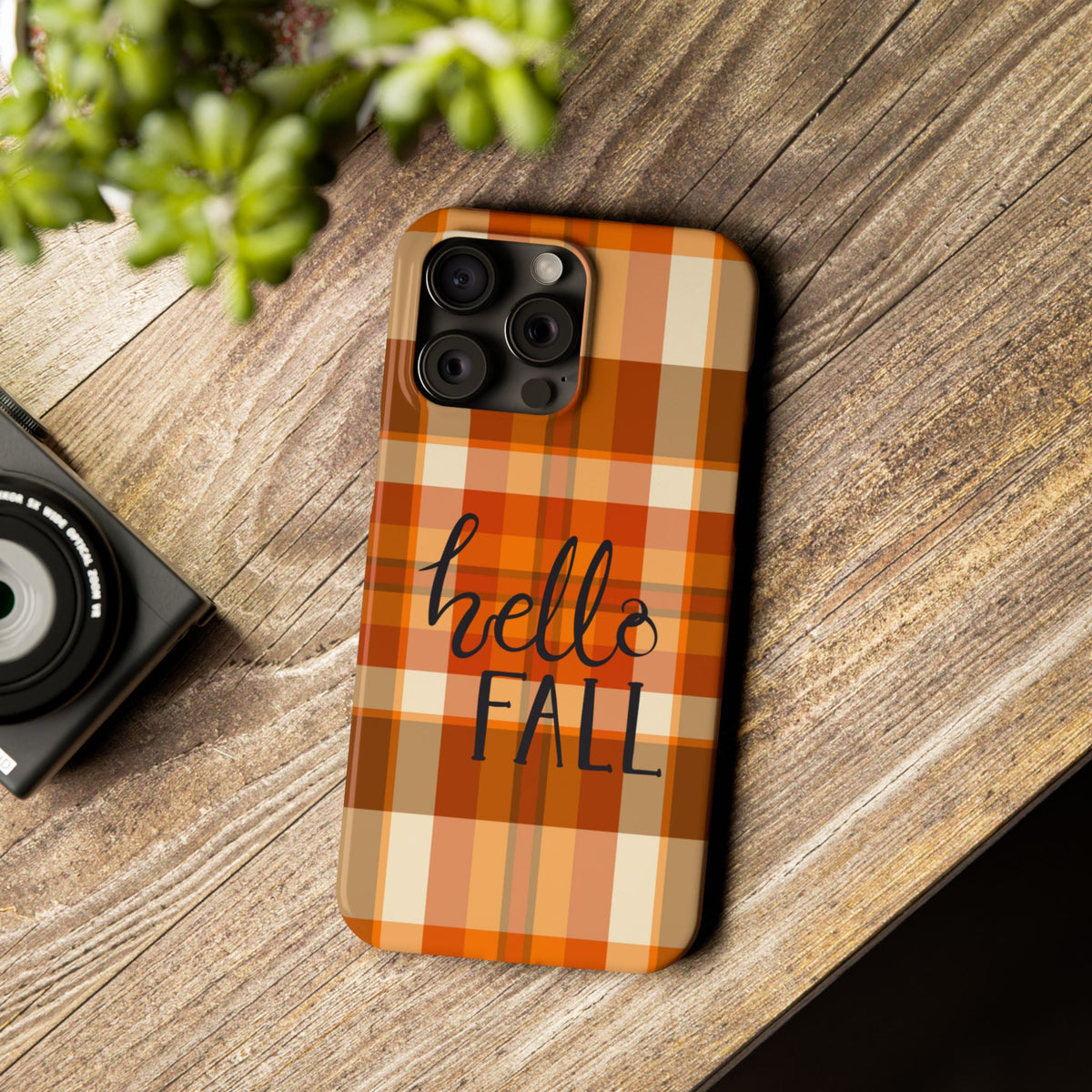 Hello Fall Phone Case, Autumn Plaid iPhone Case, Cute Fall Season Case, Cozy Fall Aesthetic Gift